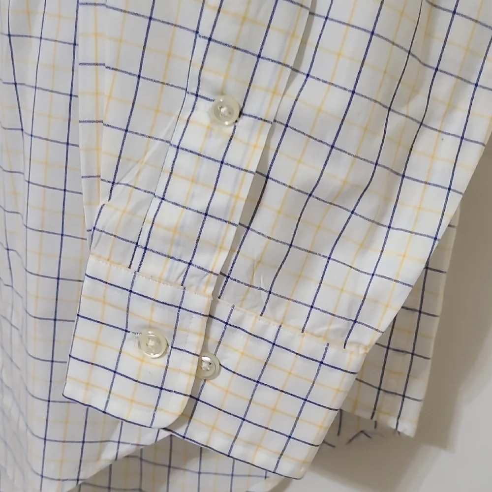 Ralph Lauren Yarmouth Long Sleeve White & Blue Button Down Shirt - Size 16 34/35